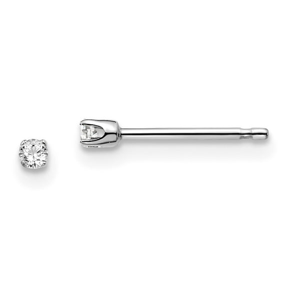 14K White Gold Earring Stud Women'S Diamond Round 1.7 mm