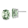 thumbnail image 1 of 14K White Gold Earring Stud Women'S Prasiolite Oval Green 13 mm 10, 1 of 1