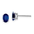 thumbnail image 1 of 14K White Gold Earring Stud Women'S Sapphire Oval Blue 6 mm 4, 1 of 2