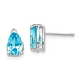 thumbnail image 1 of 14K White Gold Earring Stud Women'S Swiss Blue Topaz Center Stone Mounting Pear 9 mm 5, 1 of 3