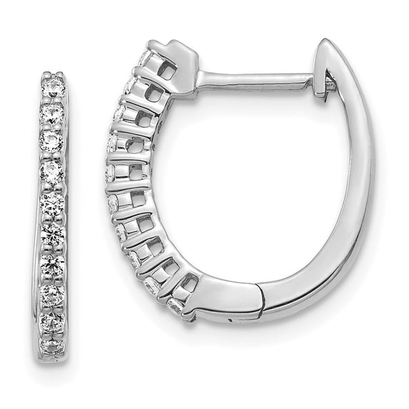 14K White Gold Earring Women'S Lab Grown Diamond Si1 Si2, G H I, Hinged Hoop Earrings