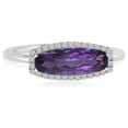 thumbnail image 1 of 14K White Gold Elongated Baguette Amethyst and Diamond Ring, 1 of 3
