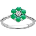 thumbnail image 1 of 14K White Gold Emerald And Diamond Floral Ringsize 7 (Width 1.3 To 2.1) - Jbsp, 1 of 5