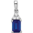 thumbnail image 1 of 14K White Gold Emerald-Shape Sapphire And Diamond Pendant (Width 5) (Length 16.9) - Jbsp, 1 of 5