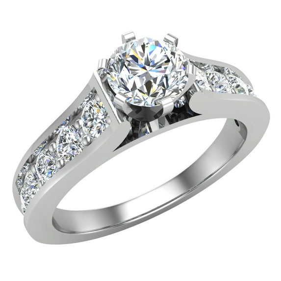 14K White Gold Engagement Rings 1.00 CT TW Diamond Ring Gift Box Authenticity Cards Riviera Shank