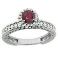 thumbnail image 1 of 14K White Gold Enhanced Genuine Ruby Round 5mm Engagement Ring Diamond Accents, size 10, 1 of 3