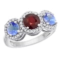 thumbnail image 1 of 14K White Gold Enhanced Ruby & Tanzanite Sides Round 3-stone Ring Diamond Accents, size 7, 1 of 2