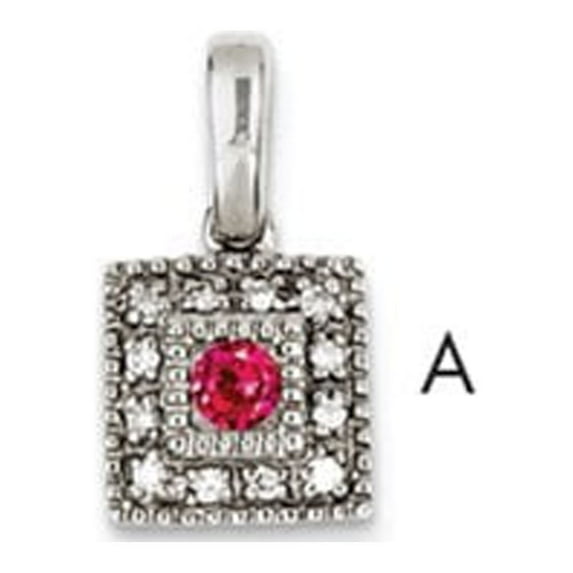 14K White Gold Family Jewelry Diamond Semi-Set Pendant