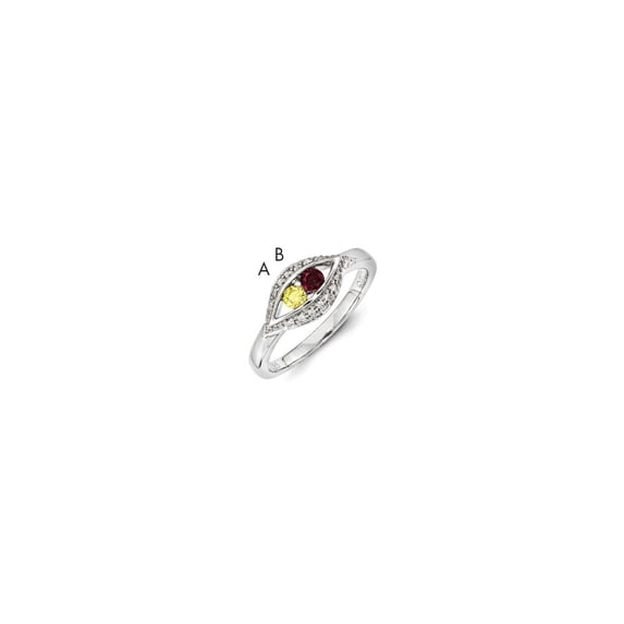 14K White Gold Family Jewelry Diamond Semi-Set Ring - Size 7