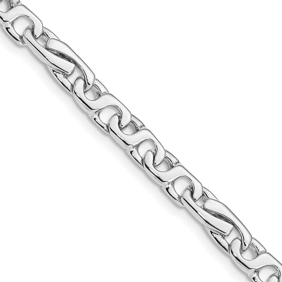 14K White Gold Fancy Chain Necklace 20 inch 5.8 mm Hand Polished Link with Lobster Clasp