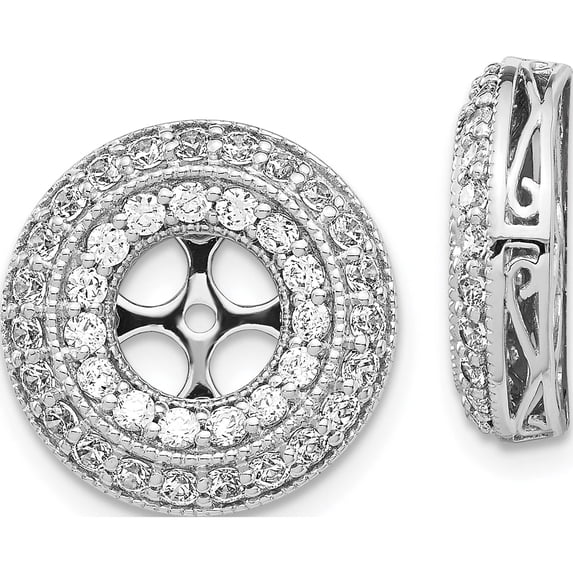 14K White Gold Fancy Diamond Earring Jackets (15 X 15) Made In India ejm5311-150-wa