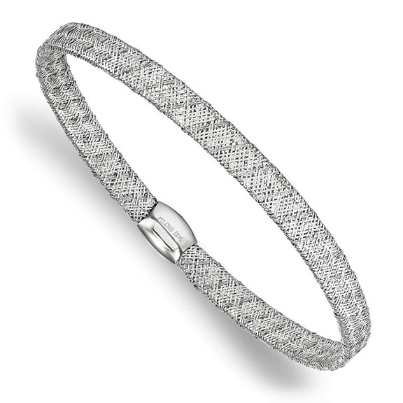 14k White Gold Fancy Stretch Bangle Bracelet