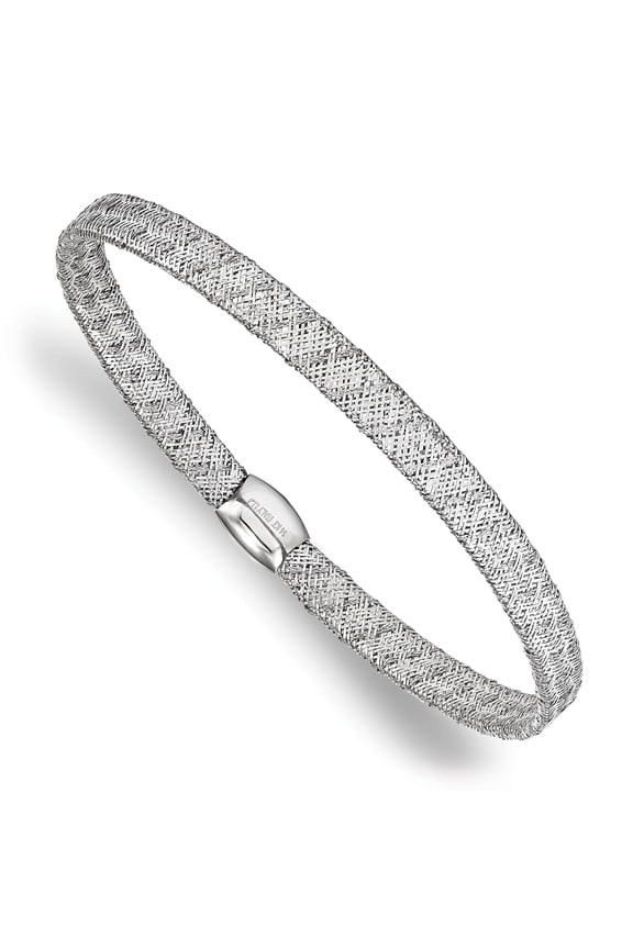 14k White Gold Fancy Stretch Bangle Bracelet