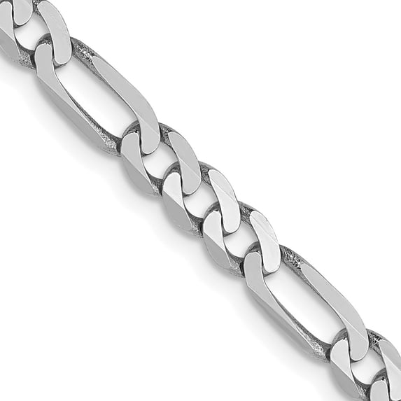 14K White Gold Figaro Chain Styles Necklace 4 mm Flat Lobster Clasp 18 inch