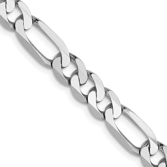 14K White Gold Figaro Chain Styles Necklace 5.5 mm Flat 24 inch