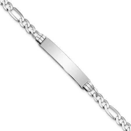 14K White Gold Figaro Link ID Bracelet
