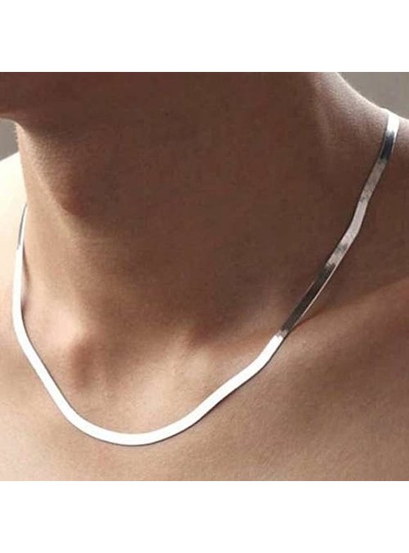 Herringbone Necklace White Gold