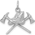 thumbnail image 1 of 14K White Gold Fire Department Charm (21 X 21) Made In United States k2831, 1 of 6