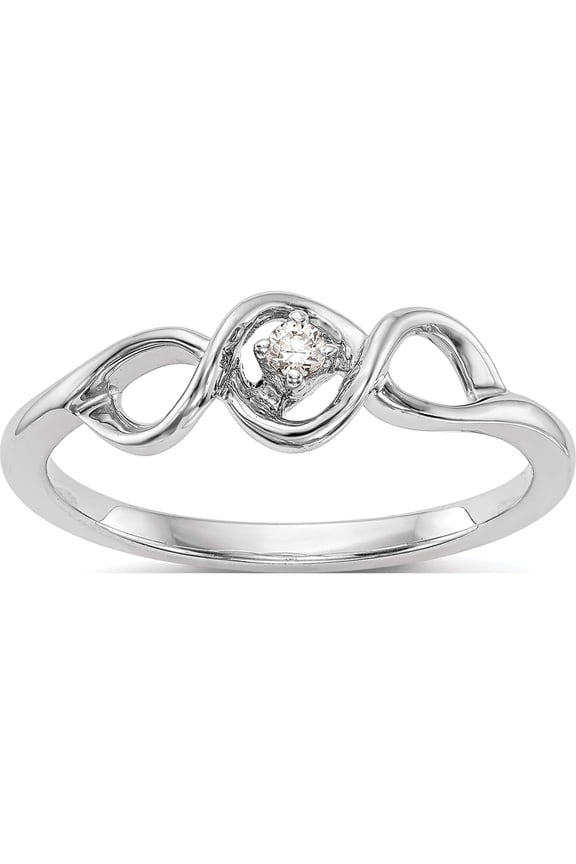 First Promise 14K White Gold 1/20 carat Round Diamond Complete Promise/Engagement Ring