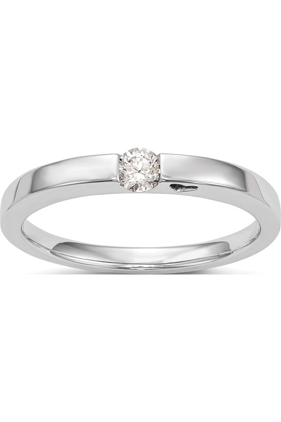First Promise 14K White Gold Heart Shank 1/10 carat Round Diamond Complete Promise/Engagement Ring