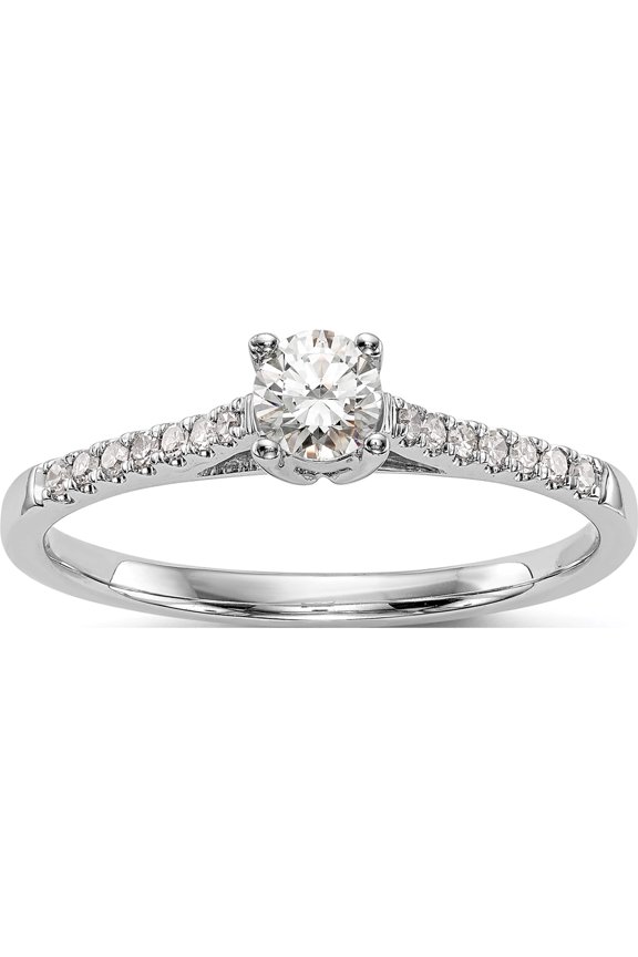 First Promise 14K White Gold 1/5 carat Round Diamond Complete Promise/Engagement Ring