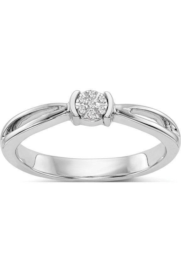 First Promise 14K White Gold Cluster .03 carat Round Diamond Complete Promise/Engagement Ring