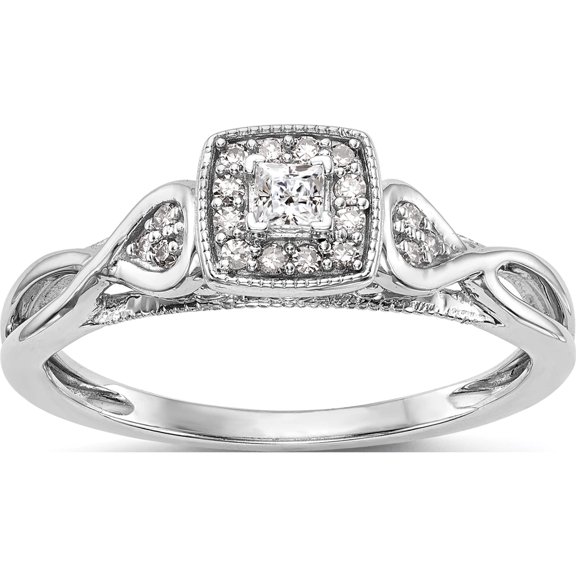 Jewelry by Sweet Pea First Promise 14K White Gold Criss-Cross 1/5 carat Round Diamond Complete Promise/Engagement Ring
