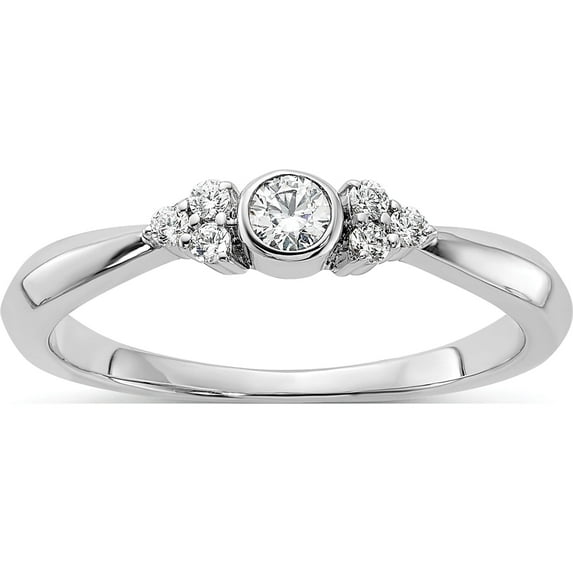 14K White Gold First Promiselab Grown Diamond Round Bezel Promise Ring (Size 7) Made In India rm9092-019-wlg