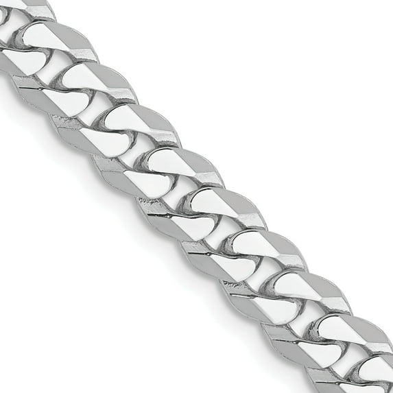 14K White Gold Flat Curb Chain Bracelet 8"