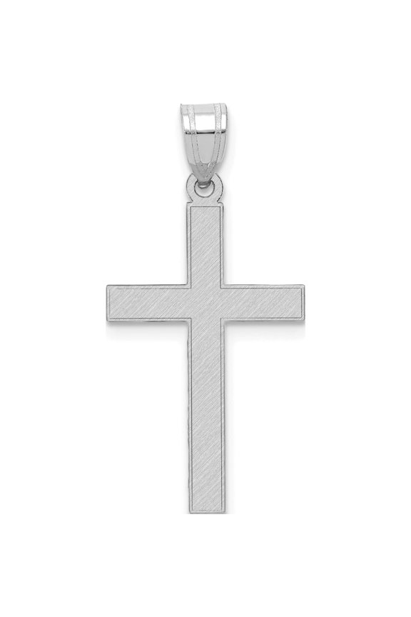 14K White Gold Florentine Satin Latin Cross Pendant (28 X 15) Made In United States xwr10