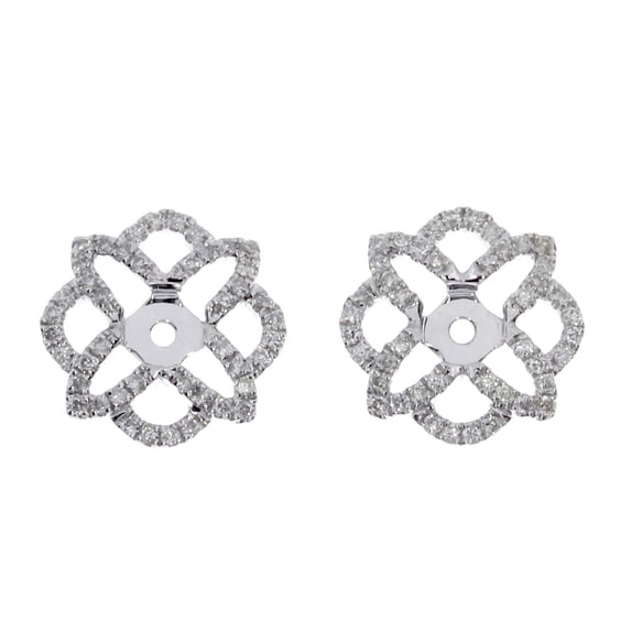 14K White Gold Flower Diamond Earring Jackets