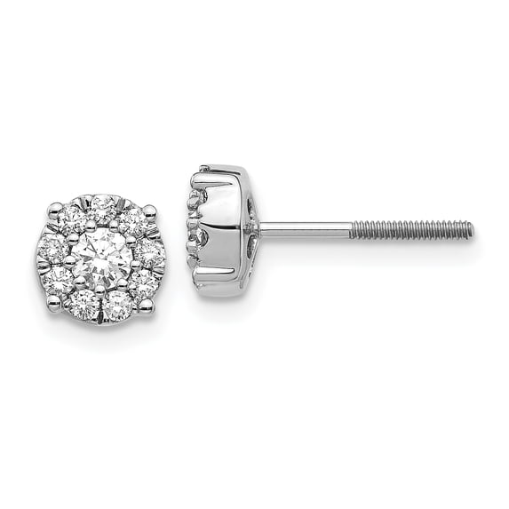 14K White Gold Flower Diamond Post Earrings (0.53Ct)