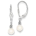 thumbnail image 1 of 14K White Gold Freshwater Cultured Pearl Leverback Earrings - Measures 30x5mm Wide, 1 of 4