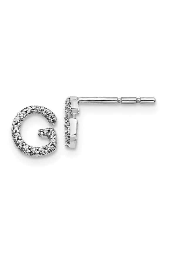 14K White Gold G Earring Button Women'S Diamond Round 7 mm 5