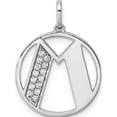 thumbnail image 1 of 14K White Gold Gatsby Diamond Initial M Charm (Width 17.81) - Jbsp, 1 of 5