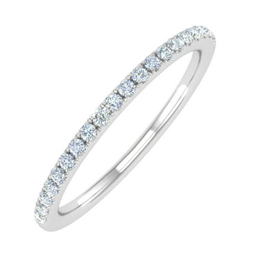 14K White Gold Half Eternity Diamond Wedding Band Ring for Women (0.15 Carat) (Ring Size 6) (I1-I2 Clarity)