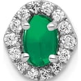 thumbnail image 1 of 14K White Gold Halo Diamond And Cabochon .73 Emerald Chain Slide Made In India pm4035-em-012-wa, 1 of 5