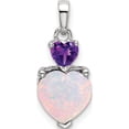 thumbnail image 1 of 14K White Gold Heart Created Opal And Amethyst Pendant (Width 7.8) (Length 20.55) - Jbsp, 1 of 5