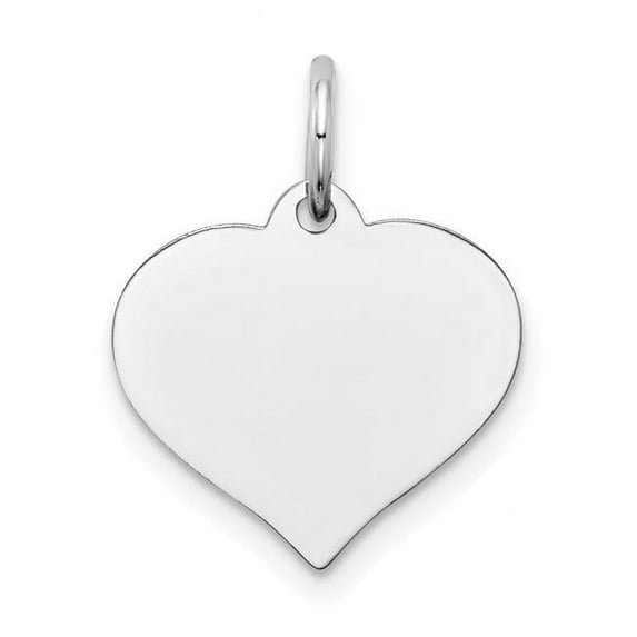 14K White Gold Plain .035 Gauge Engravable Heart 15x14mm Disc Charm XWM602/35