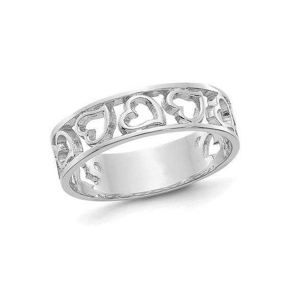 Gem & Harmony 14K White Gold Heart Promise Ring Band for Women