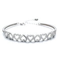 thumbnail image 1 of Amy and Annette 14K White Gold Hearts Bangle Adjustable Bracelet with crystals from Swarovski in 14K White Gold Plated, 1 of 5
