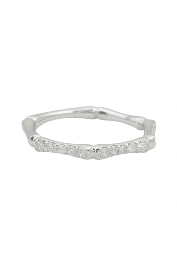 14K White Gold Hexagon Model Micro Pave Setting Diamond Ring.