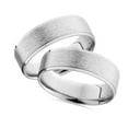 thumbnail image 1 of Pompeii3 14K White Gold His Hers Brushed Wedding Band Ring Set, 1 of 5