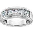thumbnail image 1 of 14K White Gold Ibgoodman Men's Polished And Grooved 5-Stone 1 1/5 Carat Aa Quality Diamond Ringsize 10 - Jbsp, 1 of 5