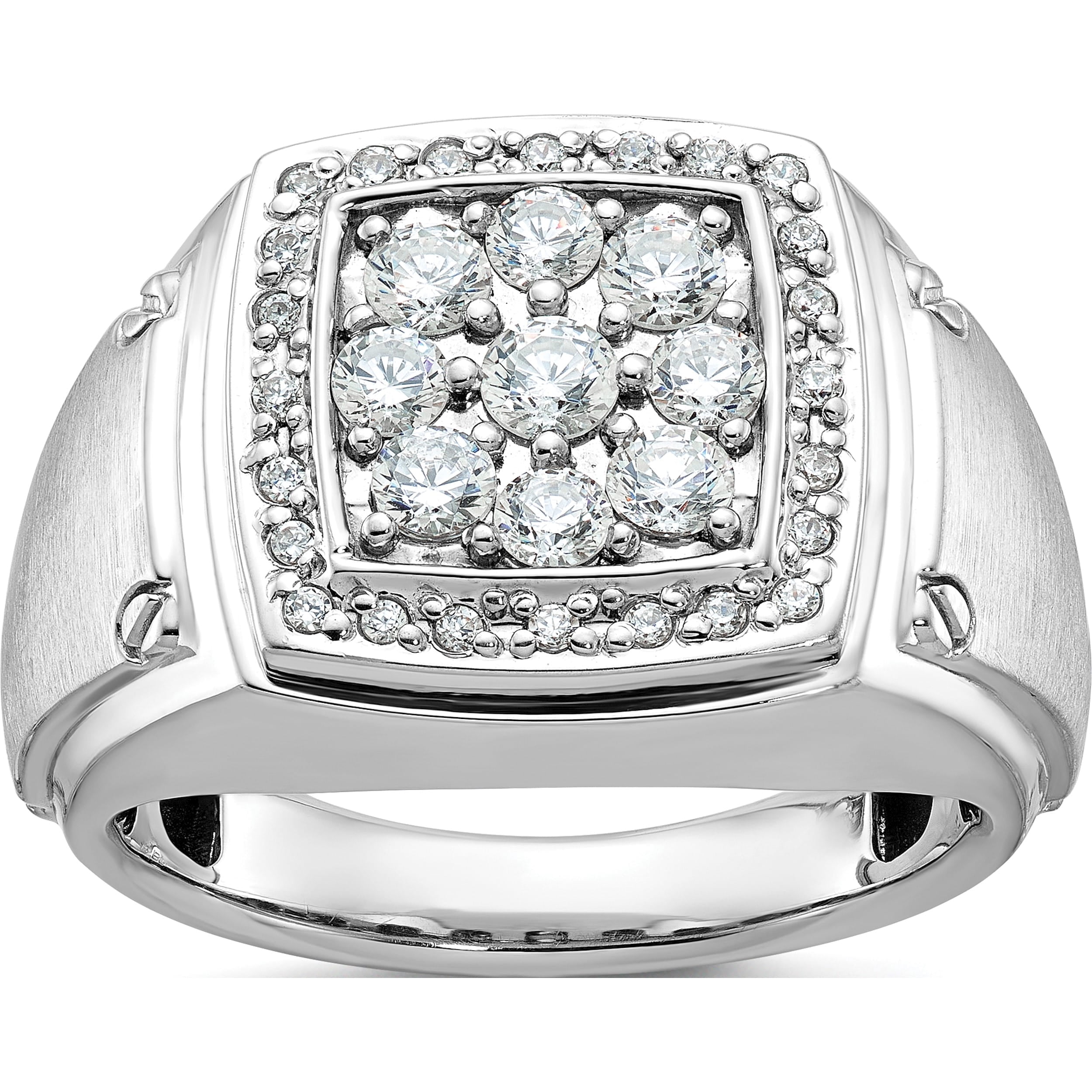 14K White Gold Ibgoodman Men's Polished And Satin 1 Carat Diamond ...