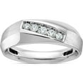 thumbnail image 1 of 14K White Gold Ibgoodman Men's Polished And Satin 5-Stone 1/4 Carat Aa Quality Diamond Ringsize 10 (Width 7.29) - Jbsp, 1 of 5