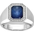 thumbnail image 1 of 14K White Gold Ibgoodman Men's Satin Sapphire Doublet Stone And 1/4 Carat Diamond Complete Ringsize 10 - Jbsp, 1 of 5