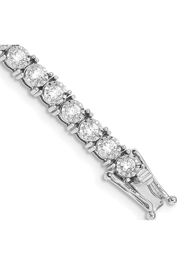 14K White Gold Illusion Setting Diamond Bracelet (7 X 5) Made In India bm4675-300-wa