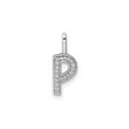 thumbnail image 1 of 14K White Gold Initial -P- Pendant Charm with Accent Diamonds (NO CHAIN) for Women, 1 of 6