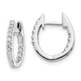 thumbnail image 1 of 14K White Gold Inside/Out Diamond Hinged Hoop Earrings, 1 of 2